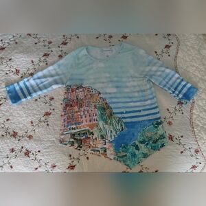 Alfred Dunner Coastal Scene Long Sleeve Tee. NWOT Size S